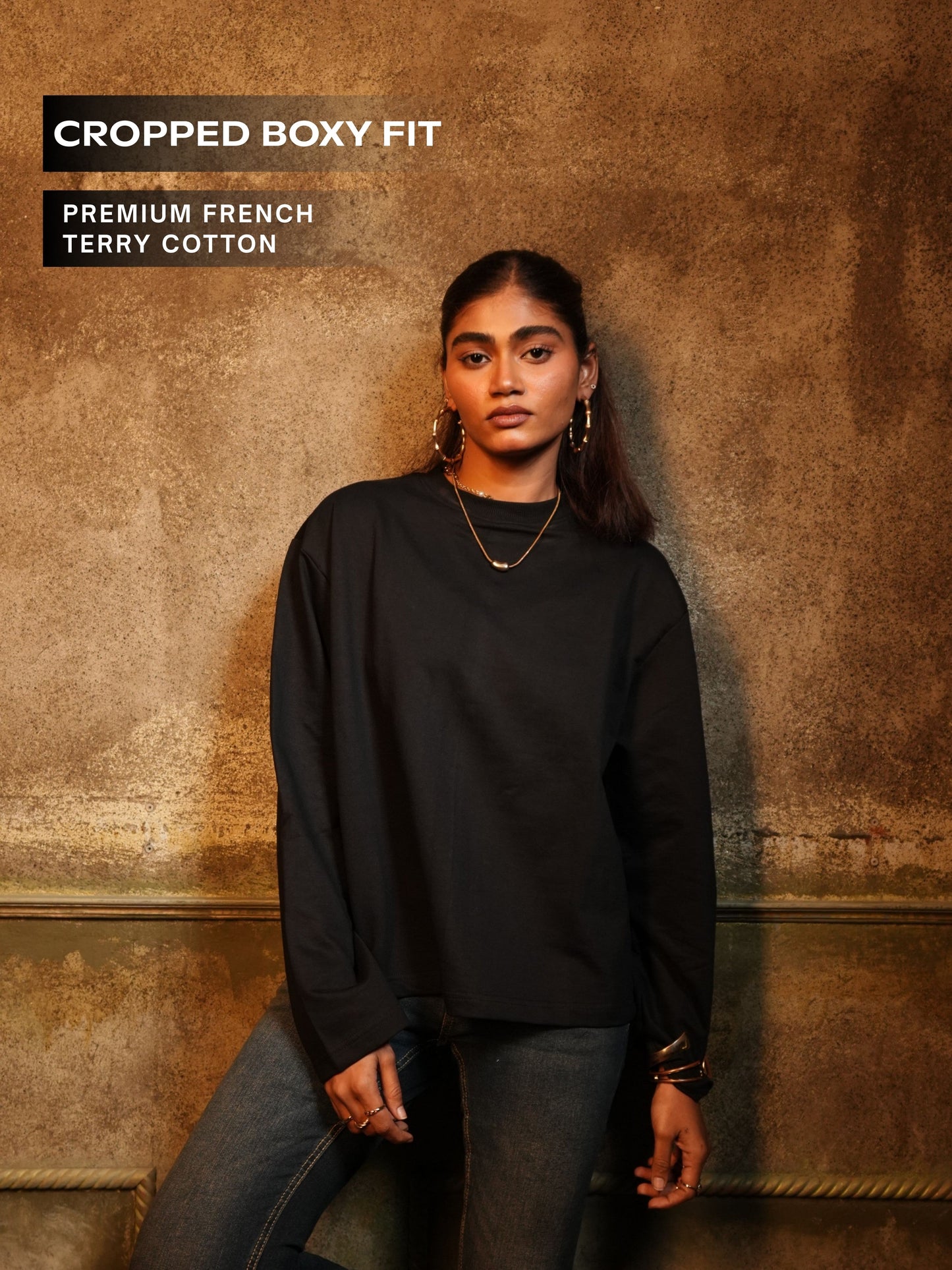 Black Cropped Sweatshirt