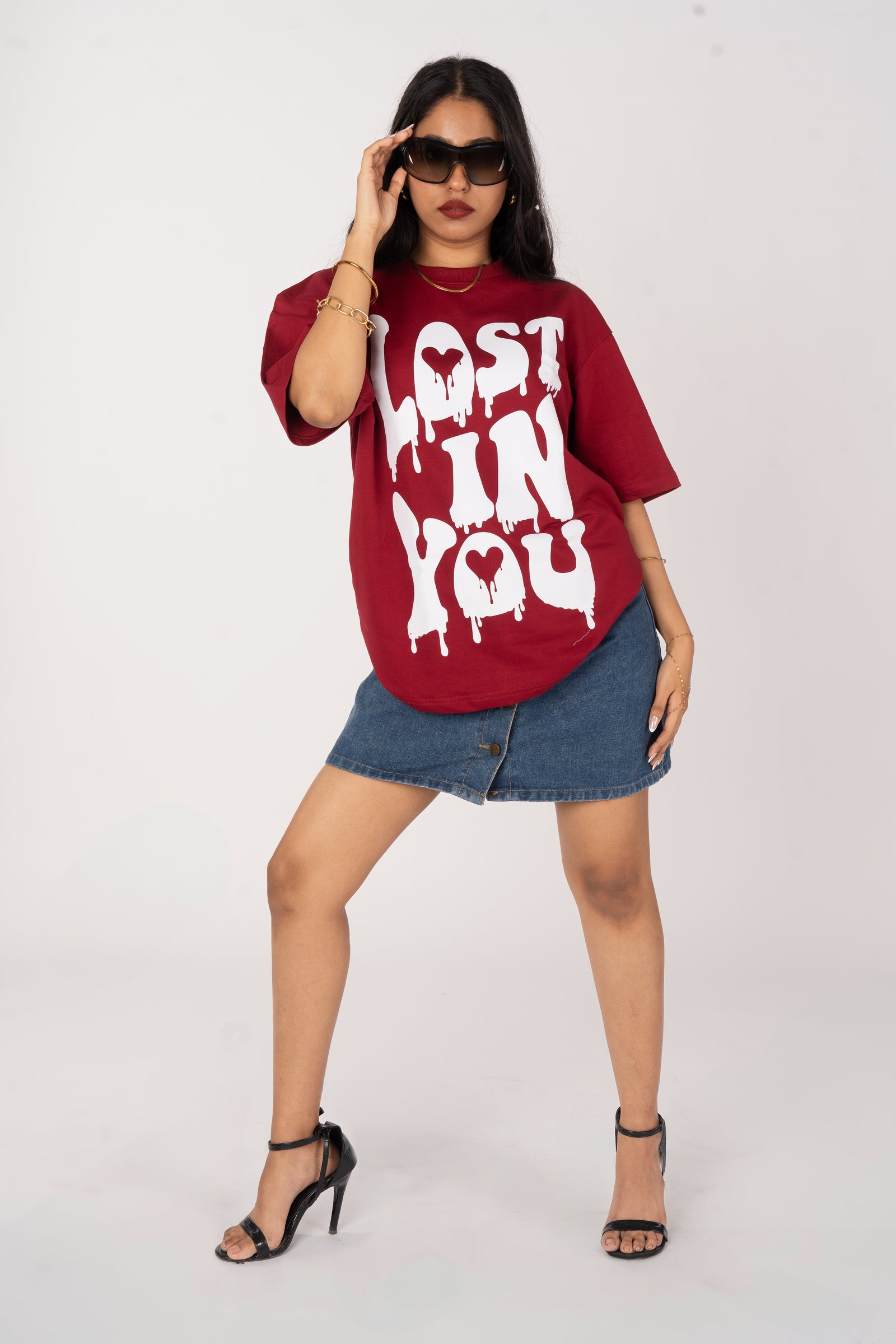 Red Lost In You Oversized T-shirt