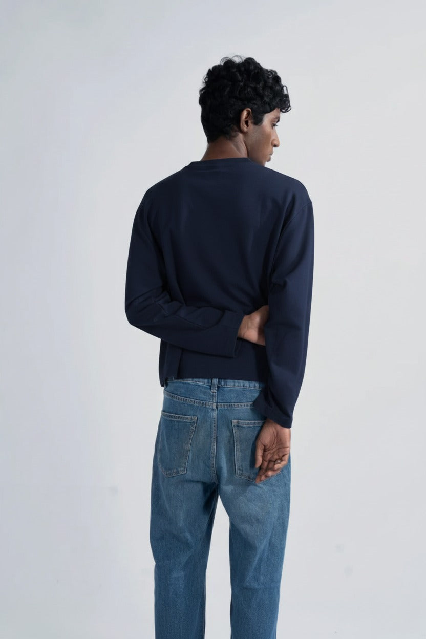 Navy Cropped Sweatshirt