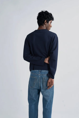 Navy Cropped Sweatshirt